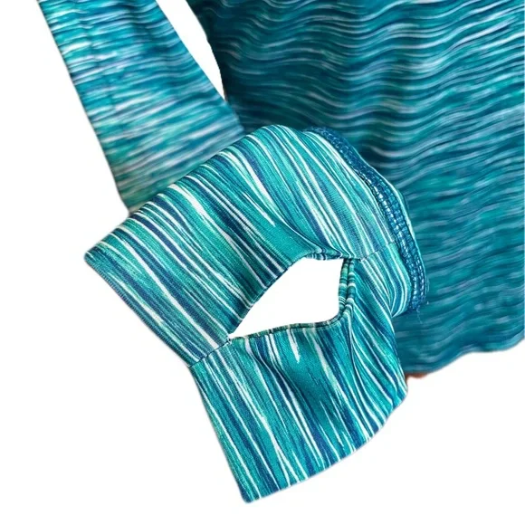 EXERTEK ATHLETIC HALF ZIP STRIPED/HEATHERED PULLOVER WITH THUMB HOLE - Picture 4 of 7